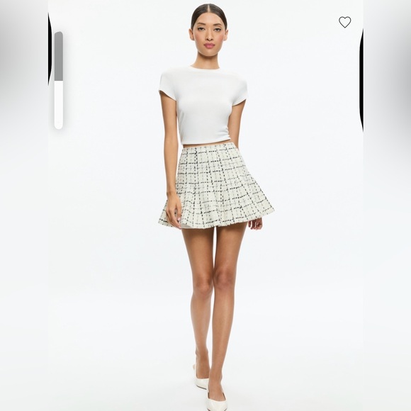 NWT Alice + Olivia Cream and Black Tweed Skirt Size 10 - Picture 3 of 11